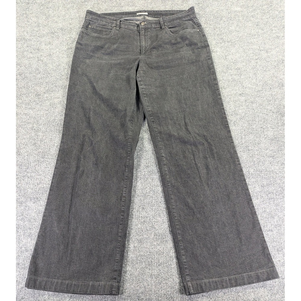 Eileen Fisher Womens Wide Leg Stretch Jeans Charcoal Gray Size 16 High Rise